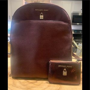 Michael Kors Metallic Backpack and Keychain Wallet
